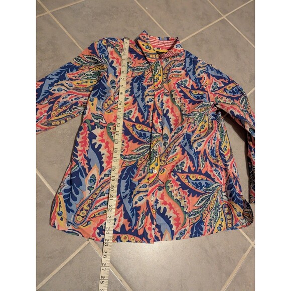 Talbots Cotton Button Front Shirt -Botanical Paisley Long sleeve.size M - Picture 10 of 14
